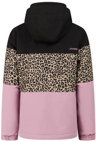 Protest ski-jas met dierenprint zwart roze zand Skijack Meisjes Polyester Capuchon - Foto 2