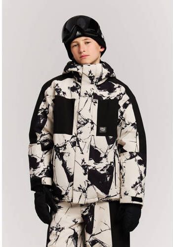 Protest ski-jas wit zwart Skijack Jongens Polyester Capuchon Grafisch