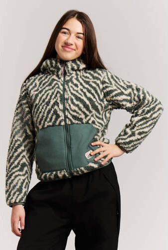 Protest teddy outdoor vest met dierenprint mosgroen Dierenprint