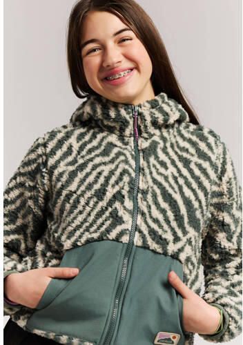 Protest teddy outdoor vest met dierenprint mosgroen Dierenprint - Foto 2