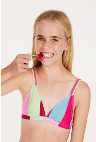 Protest triangel bikini PRTABBY JR roze blauw groen Meisjes Polyamide Streep 104 - Foto 3