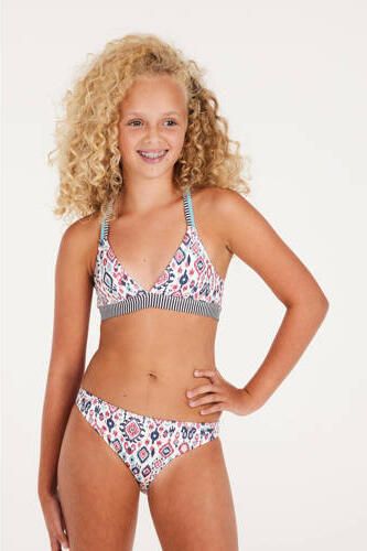Protest triangel bikini PRTREVA JR wit blauw roze Meisjes Polyester All over print 104