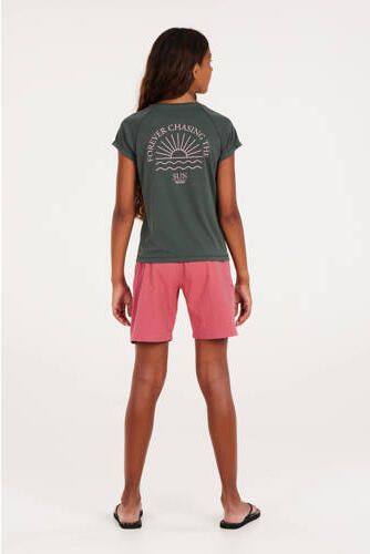 Protest UV T-shirt PRTRESHMA JR donkergroen UV shirt Meisjes Polyester Ronde hals 116