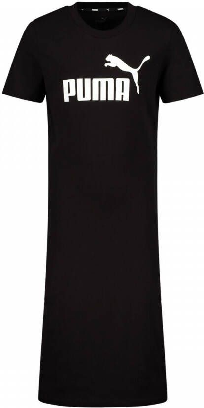 Puma t-shirtjurk met logoprint zwart Meisjes Stretchkatoen Ronde hals Logo XS