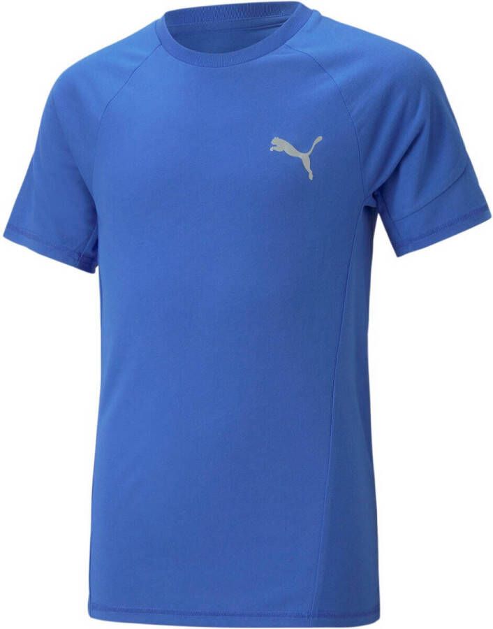 Puma T-shirt met logo blauw Jongens Polyester Ronde hals Logo 128