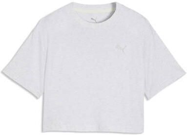 Puma class relaxed T-shirt met logo wit Meisjes Katoen Ronde hals Logo
