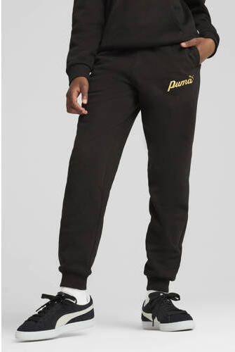 Puma joggingbroek zwart goudkleurig Katoen Logo 140