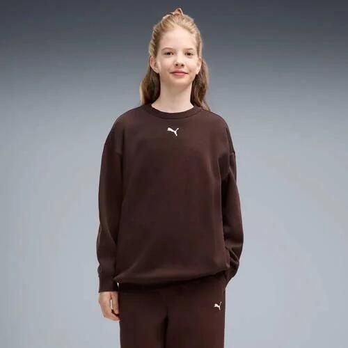 Puma joggingpak met ronde hals donkerbruin Effen