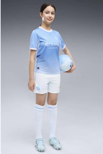 Puma junior chester city voetbalshort thuis wit lichtblauw Sportbroek Polyester