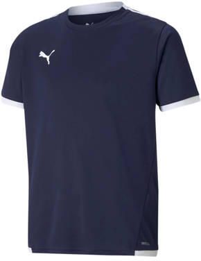 Puma junior voetbalshirt donkerblauw wit Sport t-shirt Polyester Ronde hals 164