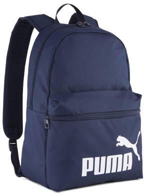 Puma rugzak Phase donkerblauw wit Polyester Logo