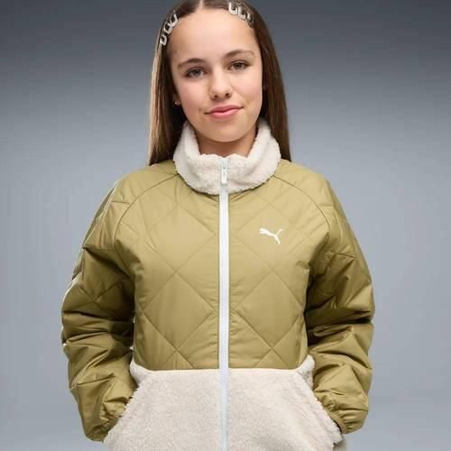 Puma sherpa gewatteerde jas bruin creme Jongens Polyester Opstaande kraag