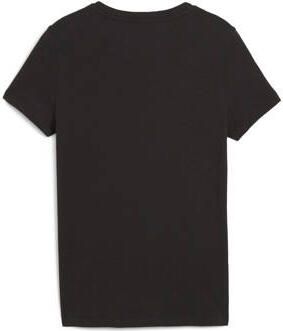 Puma T-shirt Ess+ met logo zwart goudkleurig Katoen Ronde hals 128