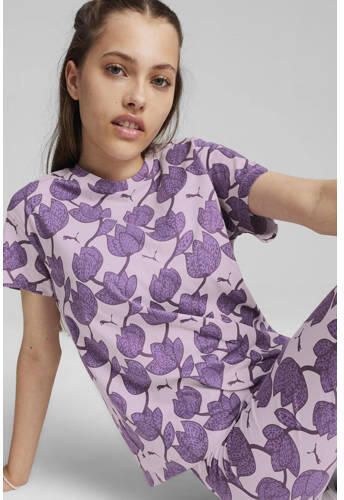 Puma T-shirt Essential+ met all over print lila paars Katoen Ronde hals 176
