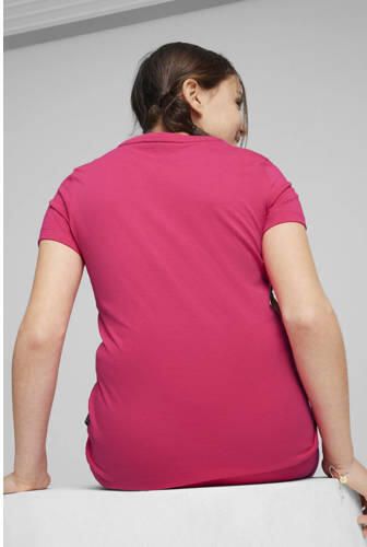 Puma T-shirt fuchsia Roze Meisjes Katoen Ronde hals Logo 164