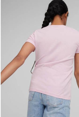 Puma T-shirt lila Paars Meisjes Katoen Ronde hals Logo 140