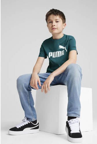 Puma T-shirt olijfgroen Jongens Katoen Ronde hals Logo 128