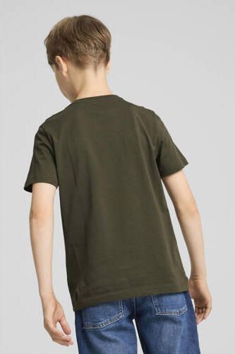 Puma T-shirt olijfgroen Jongens Katoen Ronde hals Logo 128 - Foto 3