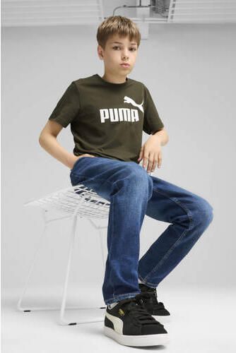 Puma T-shirt olijfgroen Jongens Katoen Ronde hals Logo 128