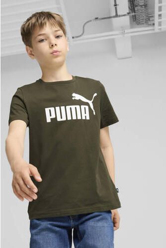 Puma T-shirt olijfgroen Jongens Katoen Ronde hals Logo 128 - Foto 2