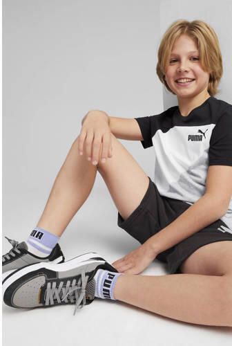 Puma T-shirt zwart wit Katoen Ronde hals Logo 128