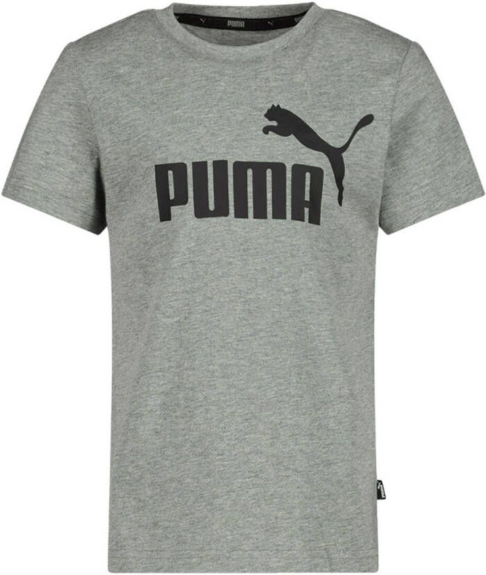 Puma T-shirt grijs zwart Jongens Katoen Ronde hals Logo 128