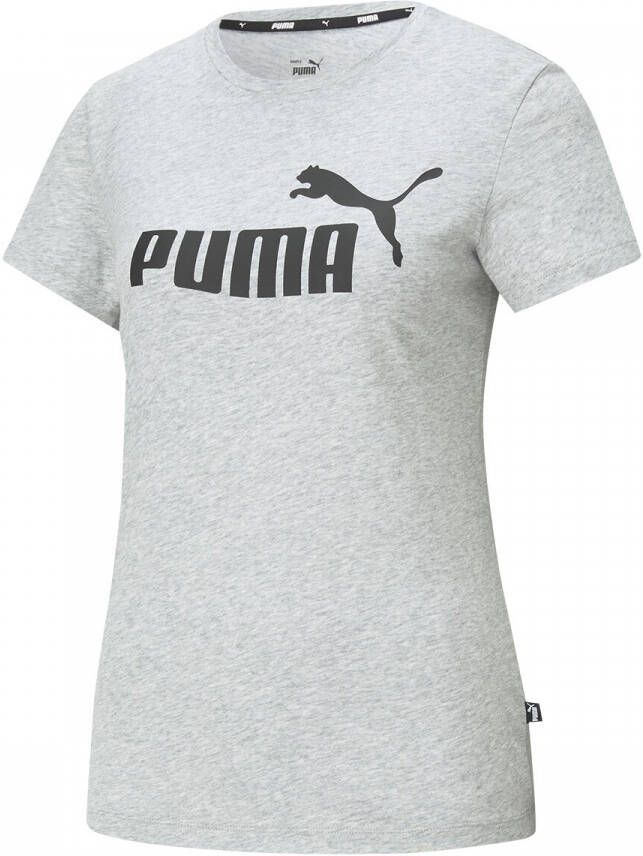 Puma Logo Korte Mouw Shirt Regular Fit Gray Dames
