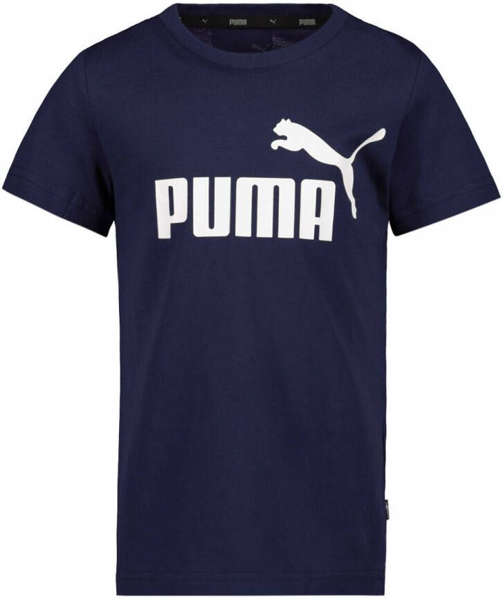 Puma T-shirt donkerblauw Jongens Katoen Ronde hals Logo 116