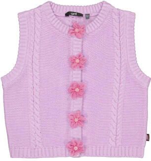 QPI gebreid gilet lila Paars Meisjes Acryl Ronde hals Effen