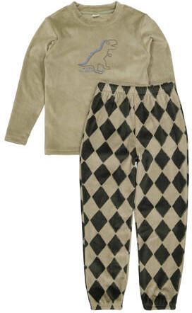 Quapi fleece pyjama met geruite print groen Ruit