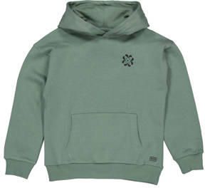 Quapi hoodie met backprint groen Sweater Jongens Katoen Capuchon Backprint