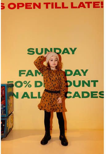 Quapi jurk ADIZE met all over print bruin zwart Meisjes Polyester Ronde hals 110 116 - Foto 3