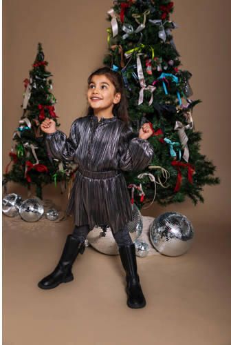 Quapi korte jurk met glitter zilver Meisjes Polyester Opstaande kraag Gemêleerd - Foto 2