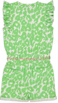Quapi playsuit YASMIN met dierenprint lichtgroen wit Meisjes Stretchkatoen Ronde hals 146 152