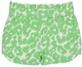 Quapi regular fit casual short YVON met dierenprint lichtgroen wit Korte broek Meisjes Stretchkatoen 122 128