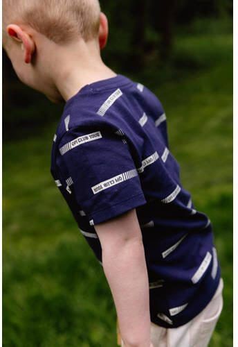 Quapi T-shirt BADR met tekst donkerblauw wit Jongens Katoen Ronde hals 134 140 - Foto 2