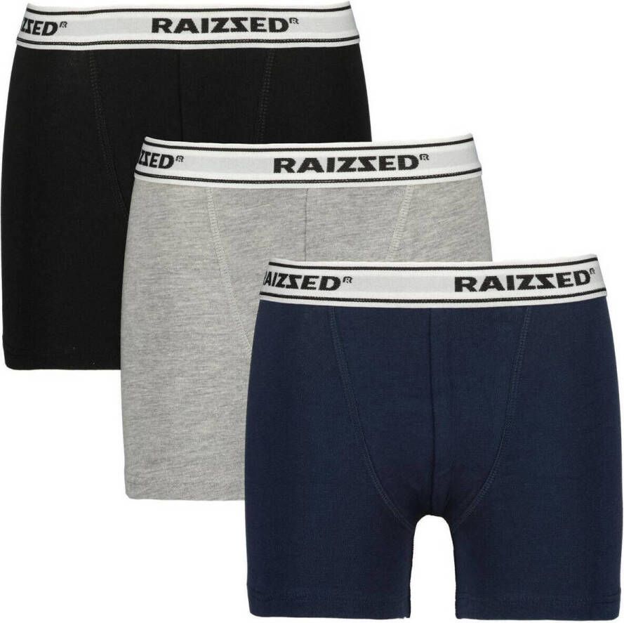 Raizzed boxershort Nora set van 3 zwart grijs melange d.blauw Jongens Stretchkatoen 110 116