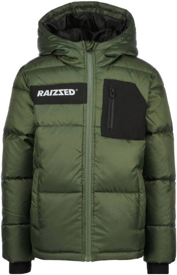Raizzed gewatteerde winterjas Tuvalu donkergroen zwart Jongens Nylon Capuchon 104
