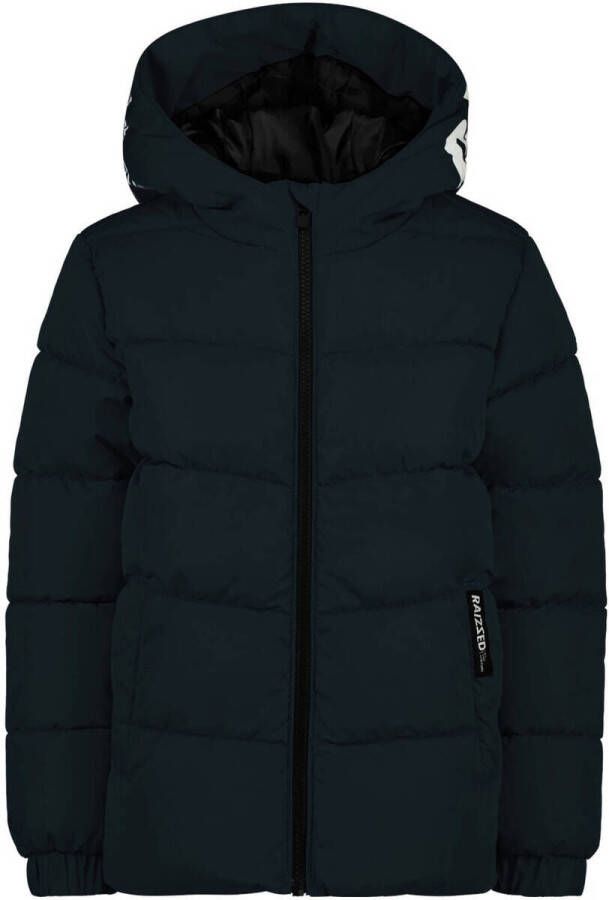 Raizzed gewatteerde winterjas Tampa met tekst donkerblauw Jongens Polyester Capuchon 104