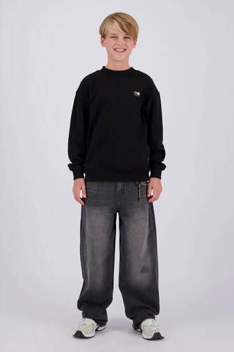 Raizzed boxy sweater met backprint zwart Jongens Katoen Ronde hals Backprint - Foto 4