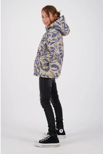 Raizzed gewatteerde winterjas Lima met all over print beige blauw Meisjes Polyester Capuchon 104 - Foto 3