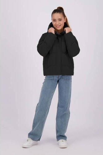 Raizzed gewatteerde winterjas Lucy zwart Meisjes Polyester Capuchon Effen 116