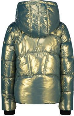 Raizzed gewatteerde winterjas Marly groen metallic Meisjes Polyester Capuchon 128