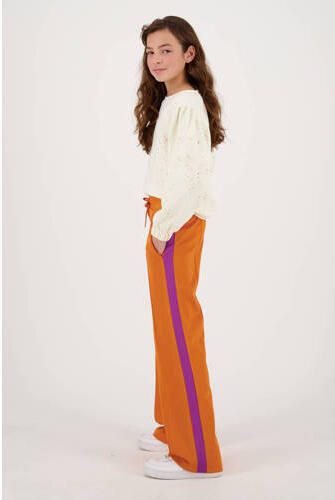 Raizzed high waist loose fit broek Sula met zijstreep oranje paars Meisjes Polyester 116 - Foto 3