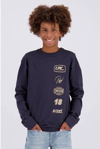 Raizzed longsleeve met tekst donkerblauw Jongens Katoen Ronde hals Tekst - Foto 3