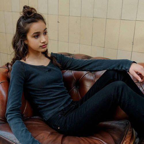 Raizzed longsleeve zwart Grijs Meisjes Katoen Boothals Effen 116 - Foto 3