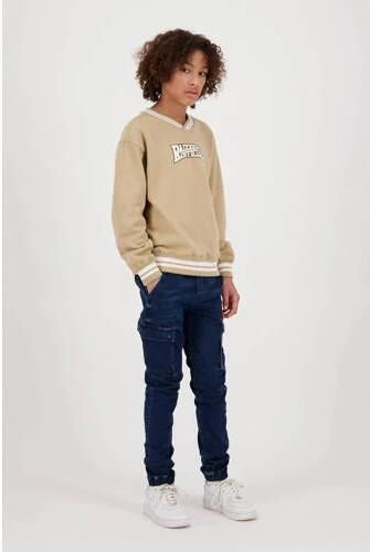 Raizzed sweater Austin met tekst lichtzand Beige Tekst 176