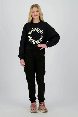 Raizzed sweater zwart Meisjes Katoen Ronde hals Printopdruk