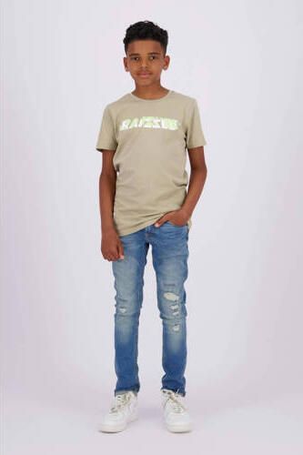 Raizzed T-shirt Augsburg met logo zand Beige Jongens Katoen Ronde hals 128
