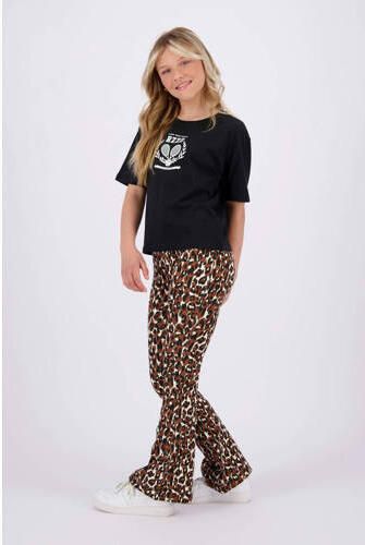 Raizzed flared broek Tine met all over print beige bruin Meisjes Stretchkatoen 164 - Foto 2